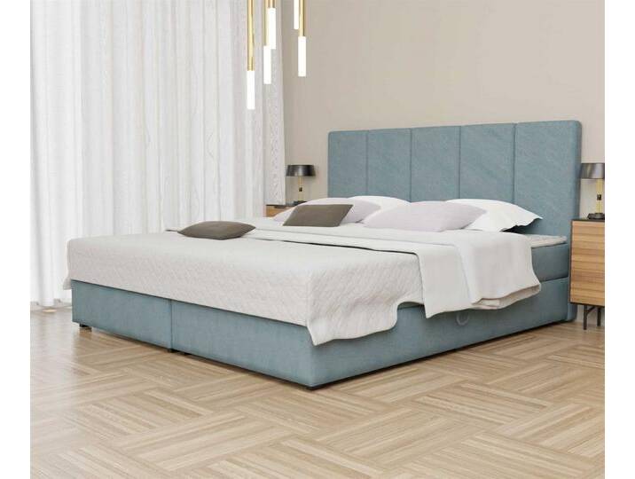 Fun Möbel Boxspringbett Boxspringbett Schlafzimmerbett ELICIO Überlänge in Stoff Cloud (inkl. Bettkästen, inkl. Kaltschaumtopper), auch in Standardlänge 200cm erhältlich, blau von OTTO