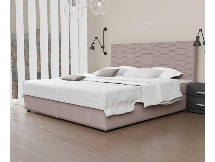 Fun Möbel Boxspringbett Boxspringbett Schlafzimmerbett OMERO Überlänge in Stoff Cloud (inkl. Bettkästen, inkl. Kaltschaumtopper), auch in Standardlange 200cm erhältlich, rosa von OTTO