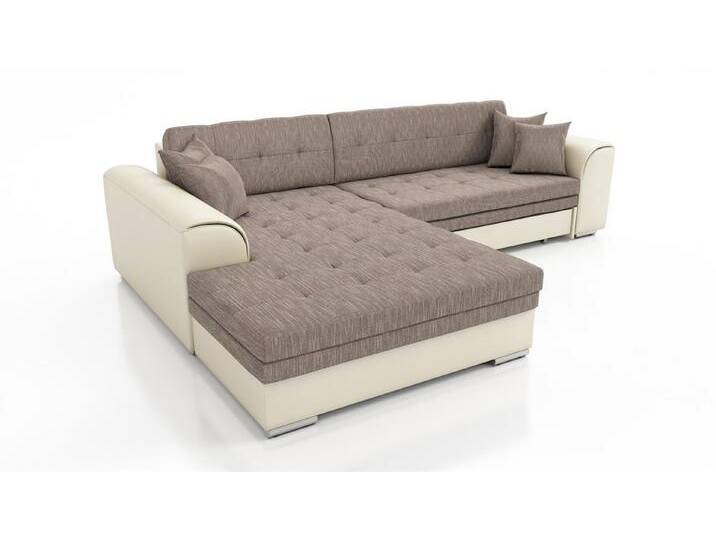Fun Möbel Ecksofa Couchgarnitur SARRA Kunstleder/Stoff Ottomane Rechts oder Links, mit Schlaffunktion, beige braun von OTTO