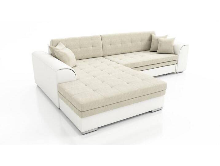 Fun Möbel Ecksofa Couchgarnitur SARRA Kunstleder/Stoff Ottomane Rechts oder Links, mit Schlaffunktion, beige von OTTO