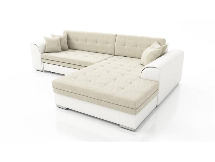 Fun Möbel Ecksofa Couchgarnitur SARRA Kunstleder/Stoff Ottomane Rechts oder Links, mit Schlaffunktion, beige von OTTO