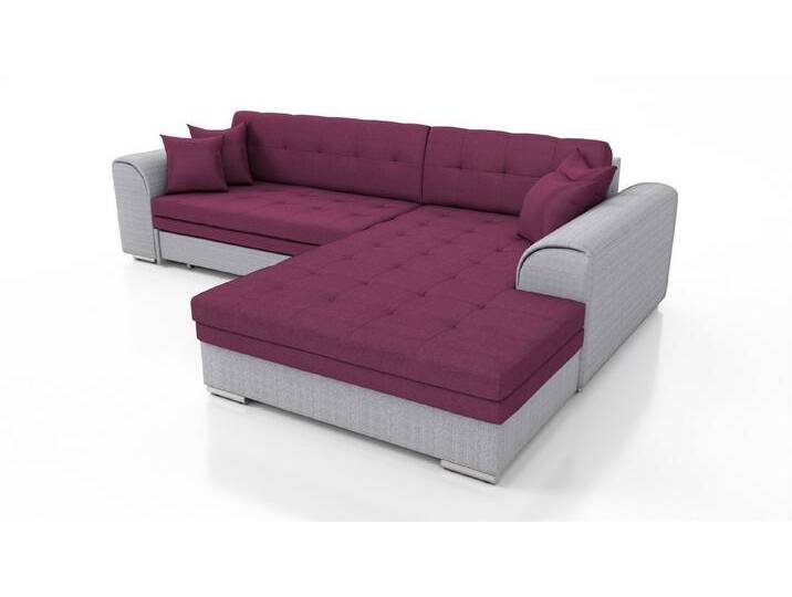 Fun Möbel Ecksofa Couchgarnitur SARRA Kunstleder/Stoff Ottomane Rechts oder Links, mit Schlaffunktion, grau rot, Hellgrau-Weinrot von OTTO