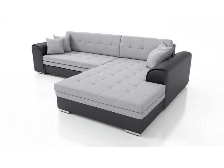 Fun Möbel Ecksofa Couchgarnitur SARRA Kunstleder/Stoff Ottomane Rechts oder Links, mit Schlaffunktion, grau schwarz, Schwarz-Hellgrau von OTTO