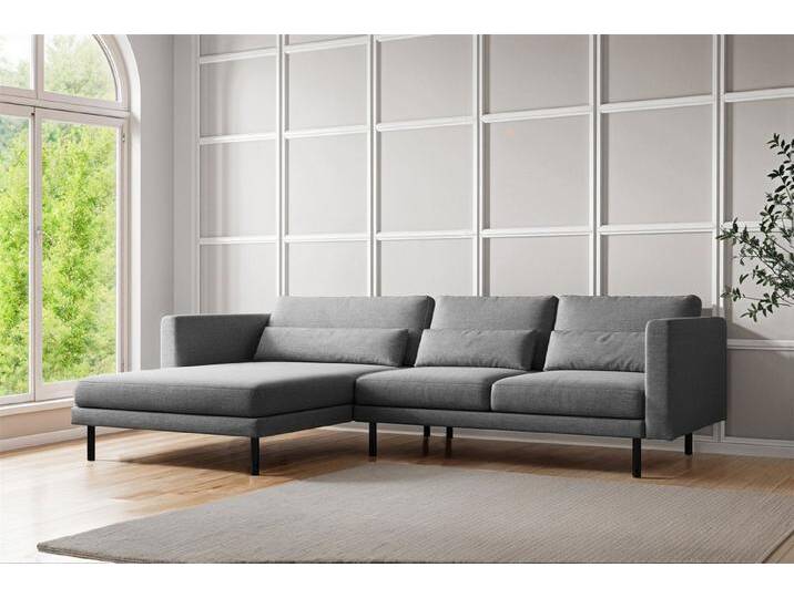 Fun Möbel Ecksofa Designersofa AGADA in Stoff, mit Ottomane Links oder Rechts, Rundumbezug, grau, Grau von OTTO