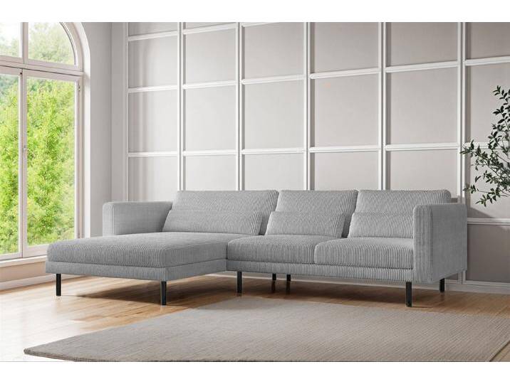 Fun Möbel Ecksofa Designersofa AGADA in Stoff, mit Ottomane Links oder Rechts, Rundumbezug, grau, Hellgrau von OTTO