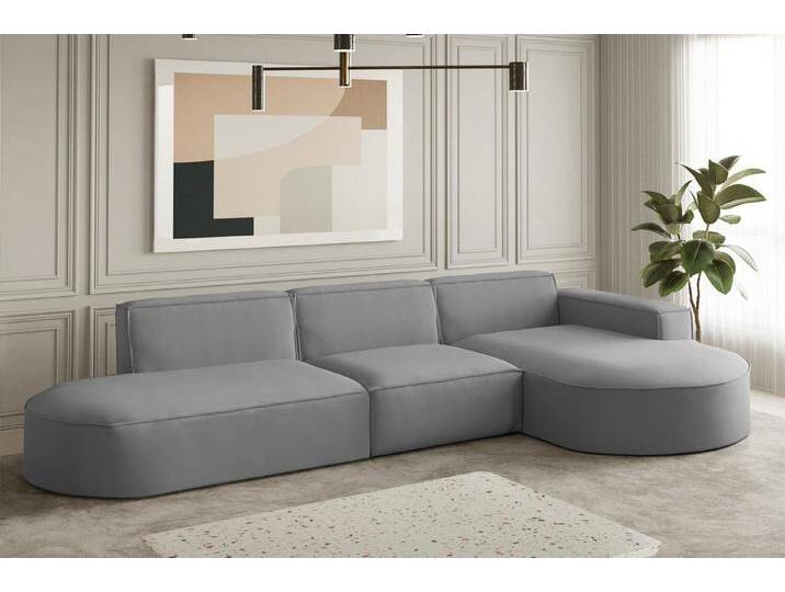 Fun Möbel Ecksofa Ecksofa Designersofa PALMA mit Ottomane in Stoff Opera Velvet, Ottomane links oder rechts, Rundumbezug, grau Fun Möbel Ecksofa Ecksofa Designersofa PALMA mit Ottomane in Stoff Opera Velvet, Ottomane links oder rechts, Rundumbezug, grau von OTTO