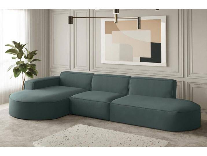 Fun Möbel Ecksofa Ecksofa Designersofa PALMA mit Ottomane in Stoff Opera Velvet, Ottomane links oder rechts, Rundumbezug, grün Fun Möbel Ecksofa Ecksofa Designersofa PALMA mit Ottomane in Stoff Opera Velvet, Ottomane links oder rechts, Rundumbezug, grün von OTTO