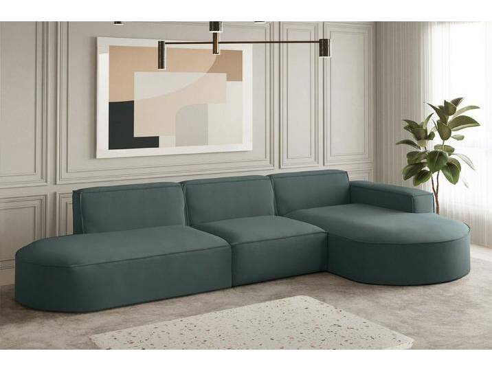 Fun Möbel Ecksofa Ecksofa Designersofa PALMA mit Ottomane in Stoff Opera Velvet, Ottomane links oder rechts, Rundumbezug, grün Fun Möbel Ecksofa Ecksofa Designersofa PALMA mit Ottomane in Stoff Opera Velvet, Ottomane links oder rechts, Rundumbezug, grün von OTTO