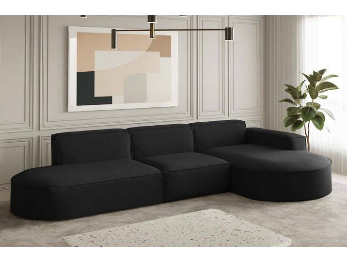 Fun Möbel Ecksofa Ecksofa Designersofa PALMA mit Ottomane in Stoff Opera Velvet, Ottomane links oder rechts, Rundumbezug, schwarz Fun Möbel Ecksofa Ecksofa Designersofa PALMA mit Ottomane in Stoff Opera Velvet, Ottomane links oder rechts, Rundumbezug, schwarz von OTTO