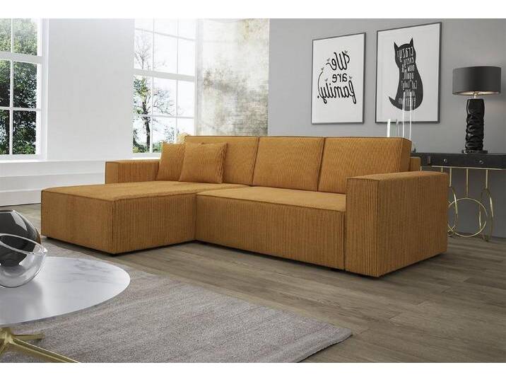 Fun Möbel Ecksofa Ecksofa Schlafsofa Sofa CONOR Stoff oder Kunstleder, inkl. Schlaffunktion, goldfarben, Senf von OTTO