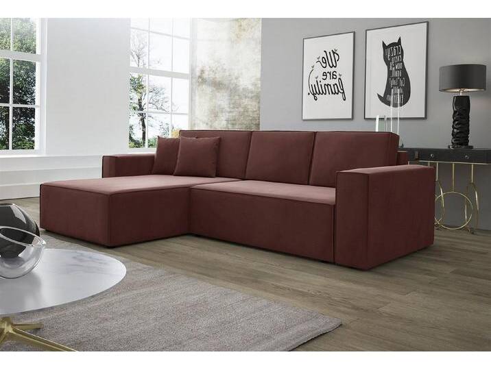 Fun Möbel Ecksofa Ecksofa Schlafsofa Sofa CONOR Stoff oder Kunstleder, inkl. Schlaffunktion, rosa, Altrosa von OTTO