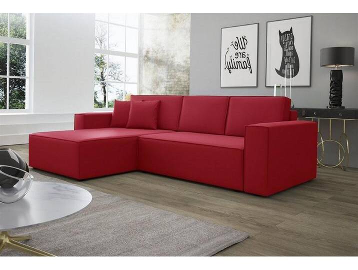Fun Möbel Ecksofa Ecksofa Schlafsofa Sofa CONOR Stoff oder Kunstleder, inkl. Schlaffunktion, rot, Rot von OTTO