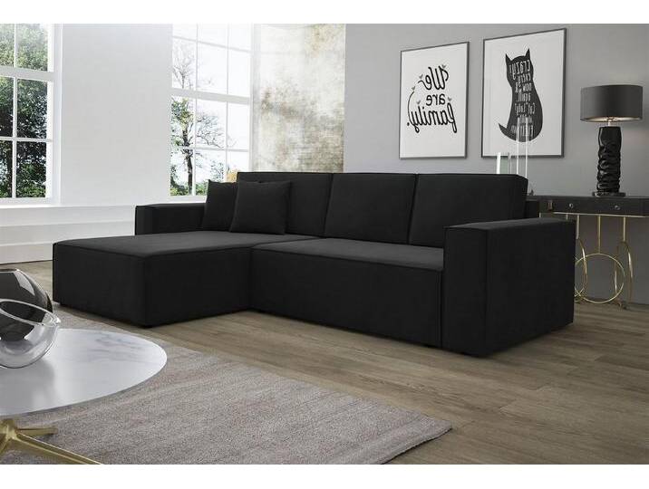 Fun Möbel Ecksofa Ecksofa Schlafsofa Sofa CONOR Stoff oder Kunstleder, inkl. Schlaffunktion, schwarz, Anthrazit von OTTO