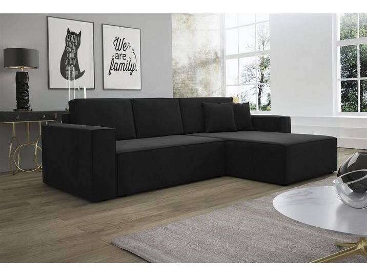 Fun Möbel Ecksofa Ecksofa Schlafsofa Sofa CONOR Stoff oder Kunstleder, inkl. Schlaffunktion, schwarz, Anthrazit von OTTO