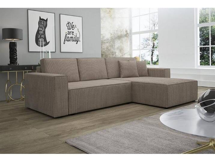 Fun Möbel Ecksofa Ecksofa Schlafsofa Sofa CONOR Stoff oder Kunstleder, inkl. Schlaffunktion und Bettkasten, Ottomane Links oder Rechts, beige von OTTO