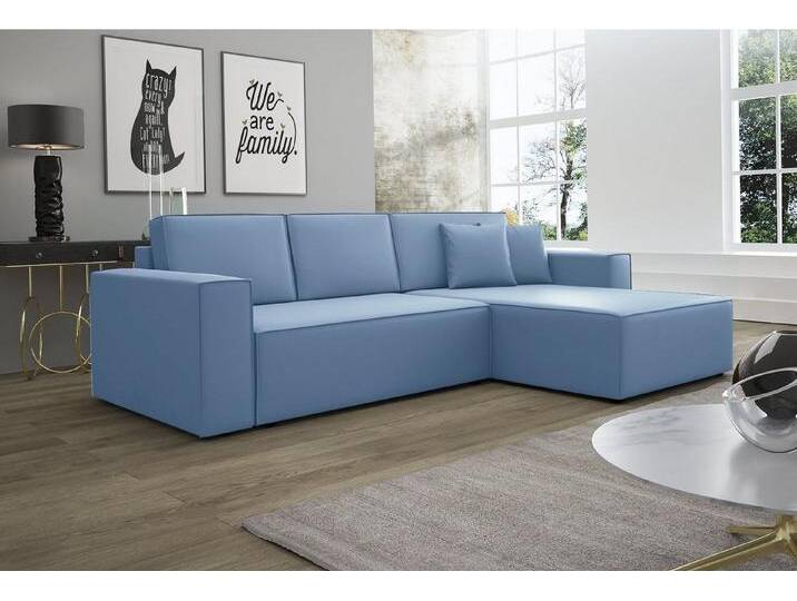 Fun Möbel Ecksofa Ecksofa Schlafsofa Sofa CONOR Stoff oder Kunstleder, inkl. Schlaffunktion und Bettkasten, Ottomane Links oder Rechts, blau von OTTO