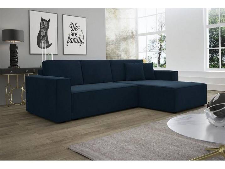 Fun Möbel Ecksofa Ecksofa Schlafsofa Sofa CONOR Stoff oder Kunstleder, inkl. Schlaffunktion und Bettkasten, Ottomane Links oder Rechts, blau von OTTO