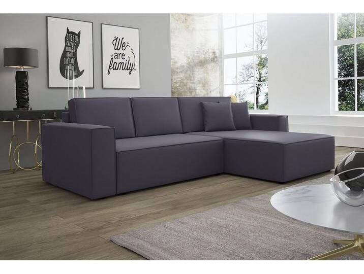 Fun Möbel Ecksofa Ecksofa Schlafsofa Sofa CONOR Stoff oder Kunstleder, inkl. Schlaffunktion und Bettkasten, Ottomane Links oder Rechts, grau von OTTO