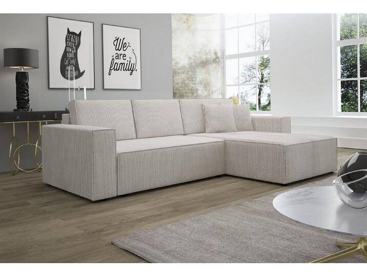 Fun Möbel Ecksofa Ecksofa Schlafsofa Sofa CONOR Stoff oder Kunstleder, inkl. Schlaffunktion und Bettkasten, Ottomane Links oder Rechts, weiß von OTTO