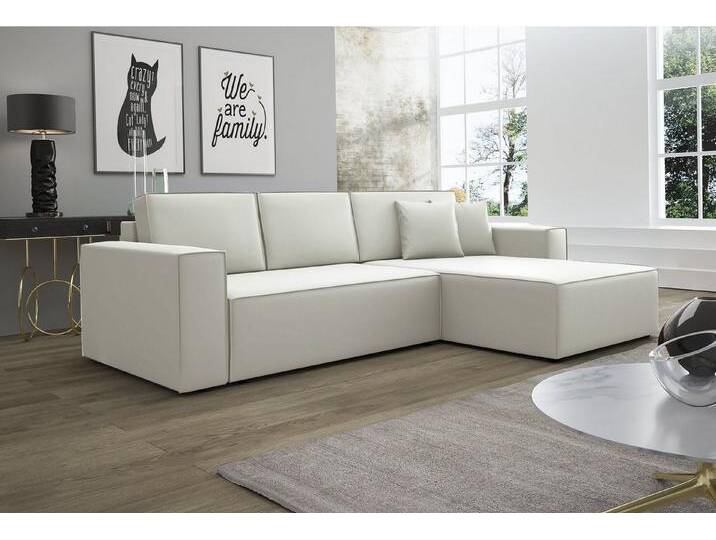 Fun Möbel Ecksofa Ecksofa Schlafsofa Sofa CONOR Stoff oder Kunstleder, inkl. Schlaffunktion und Bettkasten, Ottomane Links oder Rechts, weiß von OTTO