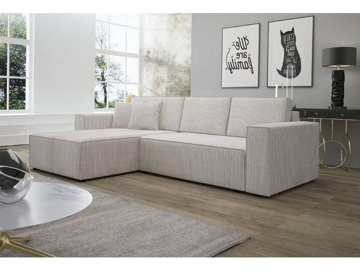 Fun Möbel Ecksofa Ecksofa Schlafsofa Sofa CONOR Stoff oder Kunstleder, inkl. Schlaffunktion und Bettkasten, Ottomane Links oder Rechts, weiß von OTTO