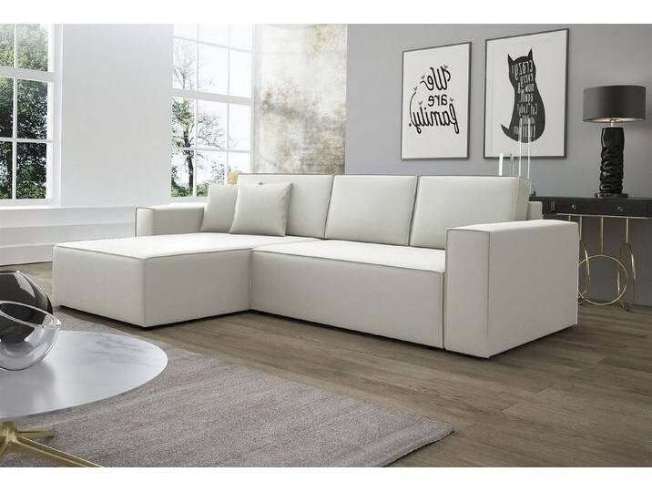 Fun Möbel Ecksofa Ecksofa Schlafsofa Sofa CONOR Stoff oder Kunstleder, inkl. Schlaffunktion und Bettkasten, Ottomane Links oder Rechts, weiß von OTTO