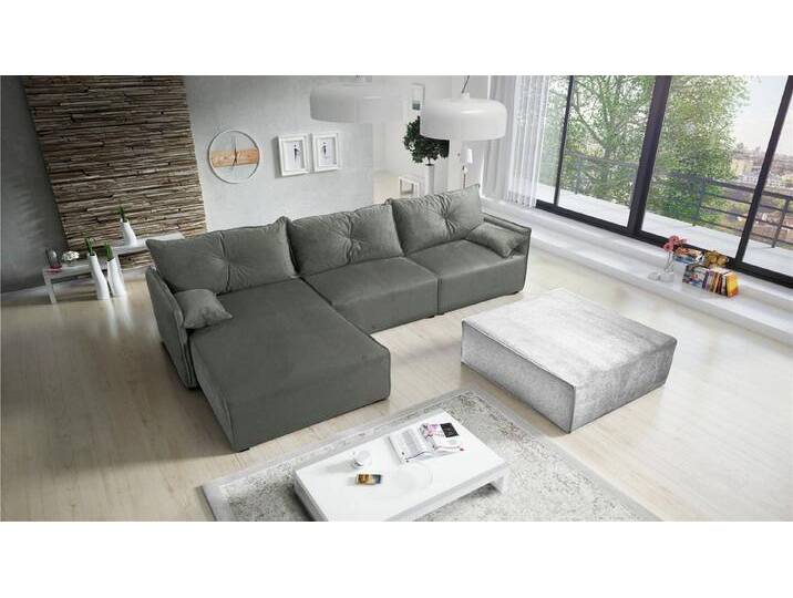 Fun Möbel Ecksofa HUNTER Ottomane Rechts oder Links inkl. Schlaffunktion, grau, ohne Couchhocker, Grau von OTTO