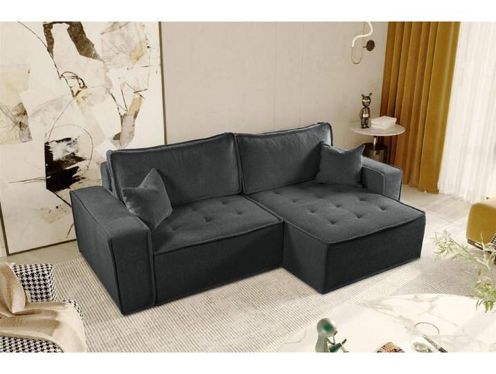 Fun Möbel Ecksofa Schlafsofa FLOSI Stoff Raven, inkl. Schlaffunktion, inkl. Bettkasten, Ecksofa Schlafsofa FLOSI Stoff Raven Anthrazit Ottomane Rechts von OTTO