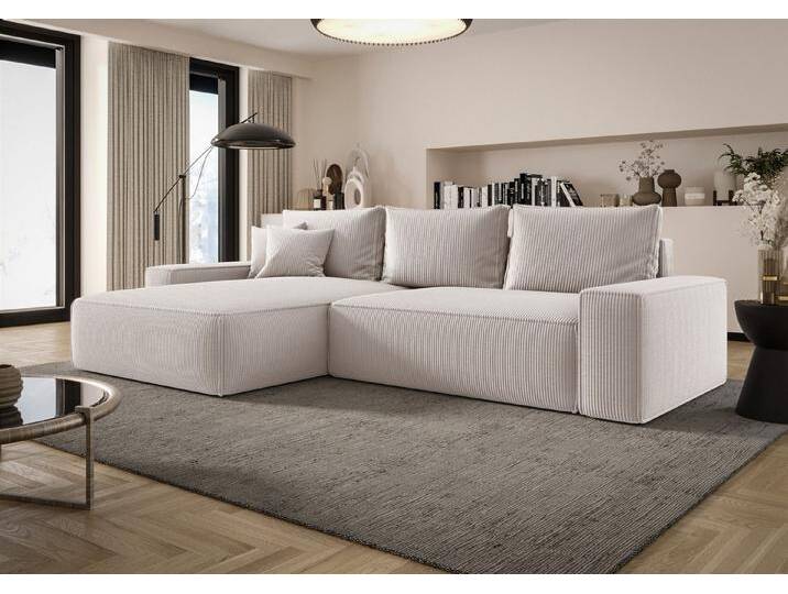 Fun Möbel Ecksofa Schlafsofa FUN AMIDA mit Ottomane in Stoff Poso, mit Bettkasten, weiß, Altweiß Fun Möbel Ecksofa Schlafsofa FUN AMIDA mit Ottomane in Stoff Poso, mit Bettkasten, weiß, Altweiß von OTTO