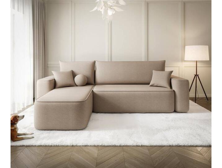 Fun Möbel Ecksofa Schlafsofa Sofa AGEPO mit Ottomane in Stoff, Rundumbezug, mit Bettkasten, braun, Toffee von OTTO