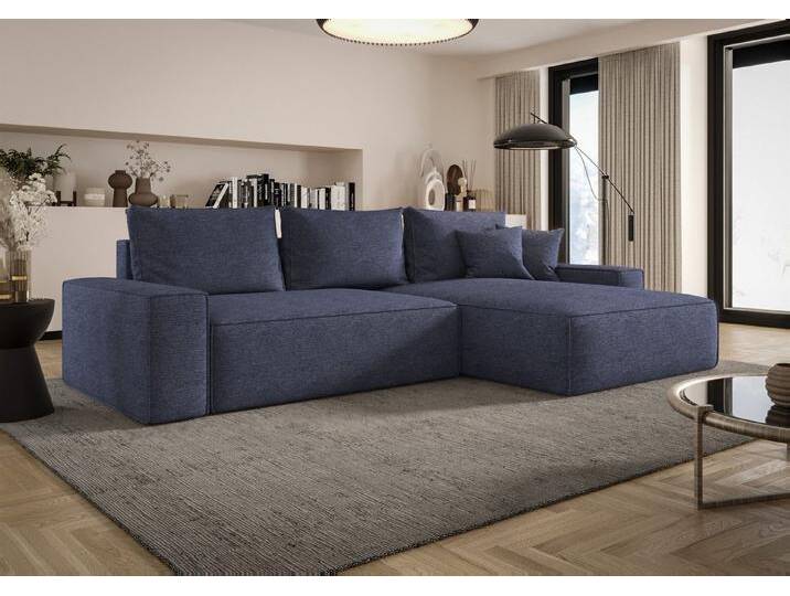 Fun Möbel Ecksofa Schlafsofa WALKEN mit Ottomane in Stoff Aragon, mit Bettkasten, Rundumbezug, blau, Blau Fun Möbel Ecksofa Schlafsofa WALKEN mit Ottomane in Stoff Aragon, mit Bettkasten, Rundumbezug, blau, Blau von OTTO