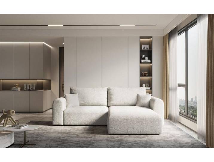 Fun Möbel Ecksofa Sofa FLAVIO in Stoff, inkl. 2 Zierkissen, inkl. Schlaffunktion mit Bettkasten, beige von OTTO