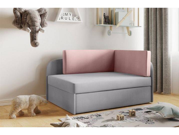 Fun Möbel Kindersofa Sofa Kindersofa Schlafsofa inkl. Bettkasten MAILO Seite Li o. Re, mit Schlaffunktion, grau rosa, Hellgrau / Rosa von OTTO