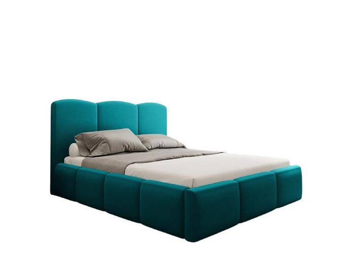 Fun Möbel Polsterbett Polsterbett Schlafzimmerbett DUNIA Standard-Set in Stoff Opera Velvet (mit Lattenrost, ohne Matratze, inkl. Bettkasten), blau von OTTO