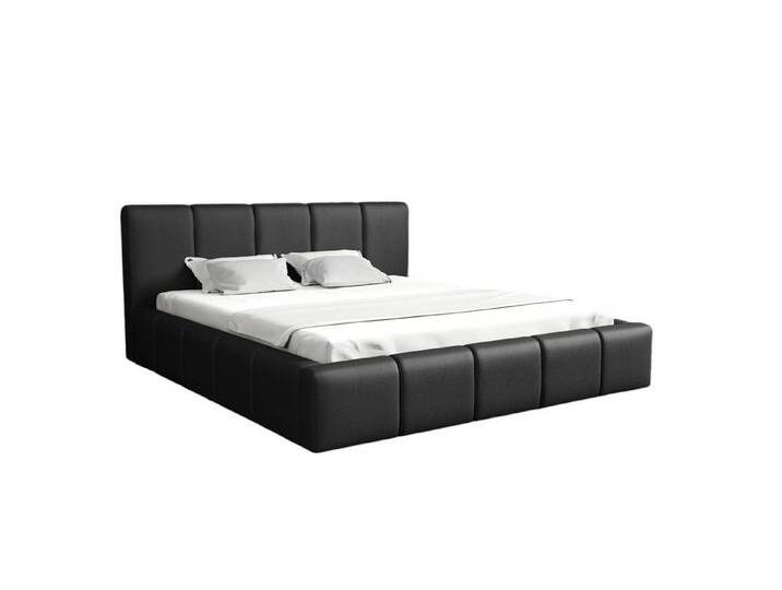 Fun Möbel Polsterbett Schlafzimmerbett GENUA in Stoff oder Kunstleder (inkl. Bettkasten), mit oder ohne Bonellfederkernmatratze, schwarz, Polsterbett Schlafzimmerbett GENUA Komplett-Set 140x200cm Kunstleder Soft Schwarz von OTTO