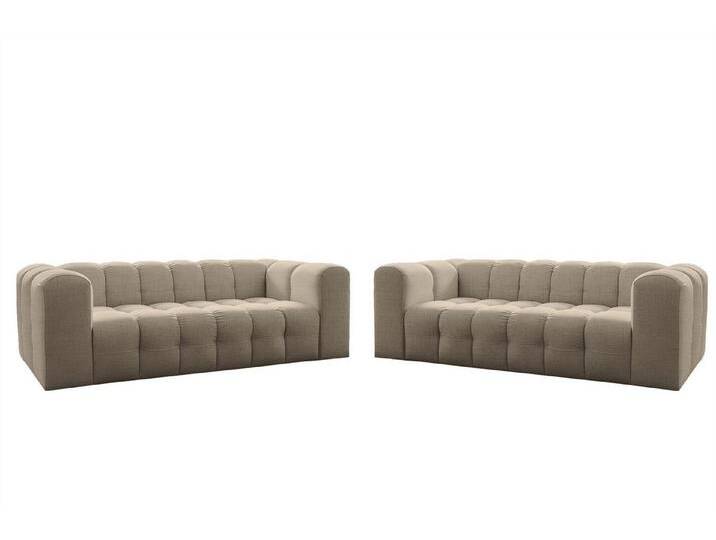 Fun Möbel Polstergarnitur Designersofa SOLVIE 2 x 3-Sitzer, (Stoff Moly oder Tiffani, 2-tlg), Sofas-Rücken echt bezogen, beige, Beige von OTTO