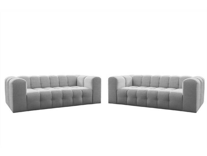 Fun Möbel Polstergarnitur Designersofa SOLVIE 2 x 3-Sitzer, (Stoff Moly oder Tiffani, 2-tlg), Sofas-Rücken echt bezogen, grau, Hellgrau von OTTO