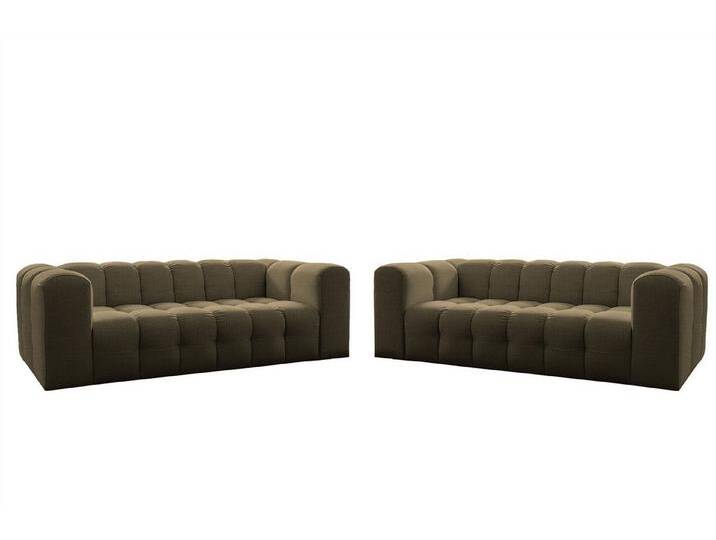 Fun Möbel Polstergarnitur Designersofa SOLVIE 2 x 4-Sitzer, (Stoff Moly oder Tiffani, 2-tlg), Sofas-Rücken echt bezogen, grün, Moosgrün von OTTO