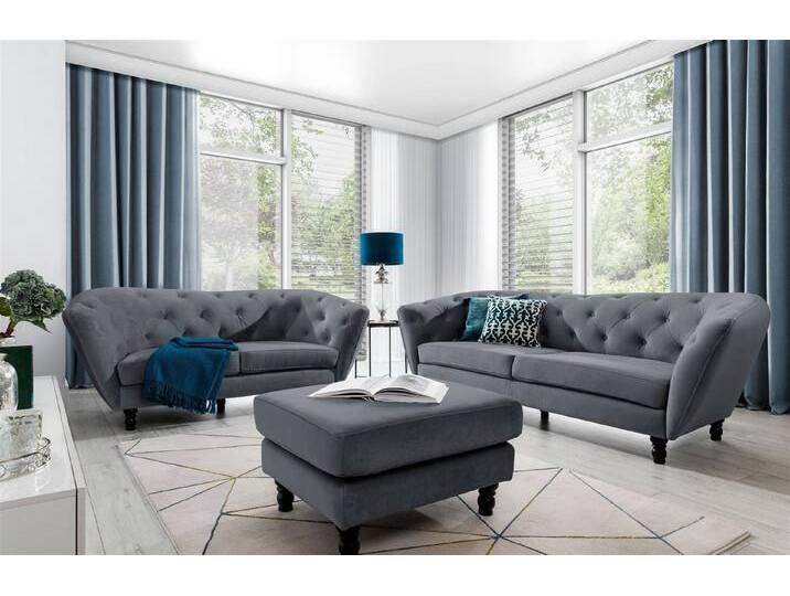 Fun Möbel Polstergarnitur Sofa-Set 3-2-1 Designer-Sofa Charlotte Stoff, (3-tlg., Sofa-Set 3-2-1 Designer-Sofa Charlotte Stoff), grau, Anthrazit von OTTO