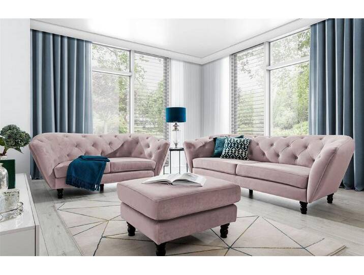 Fun Möbel Polstergarnitur Sofa-Set 3-2-1 Designer-Sofa Charlotte Stoff, (3-tlg., Sofa-Set 3-2-1 Designer-Sofa Charlotte Stoff), rosa, Altrosa von OTTO