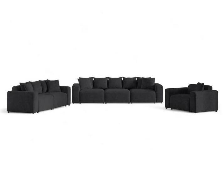 Fun Möbel Polstergarnitur Sofa-Set Designersofa MEGAN 3-2-1 Sofagarnitur in Stoff Poso, (Rücken echt bezogen), grau, Anthrazit von OTTO