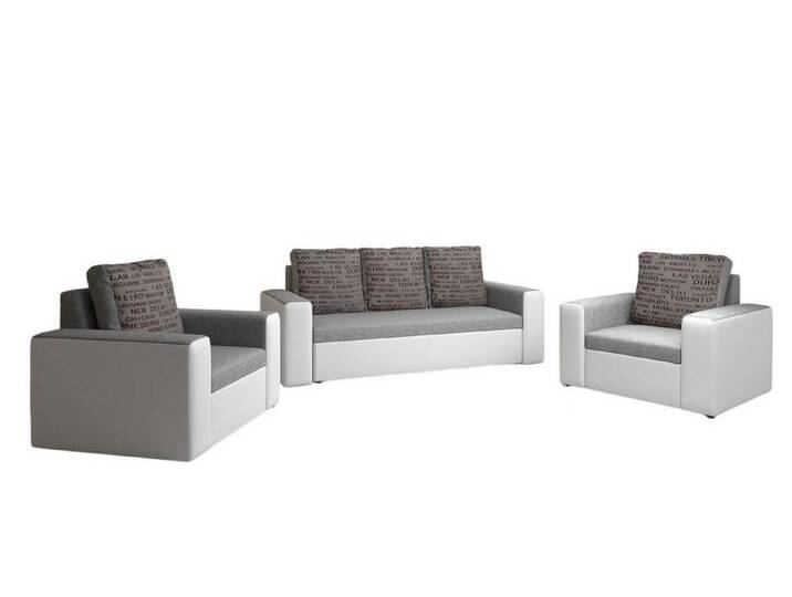 Fun Möbel Polstergarnitur Sofa Set LEEDS 3-1-1 Sofagarnitur Kunstleder-Webstoff, (inkl. 5 Rückenkissen), Inkl. Bettkasten, grau weiß von OTTO