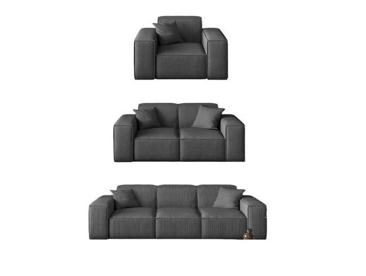 Fun Möbel Polstergarnitur Sofaset Designersofa CELES 3-2-1 in Stoff inkl. 5 Zierkissen, (Sofaset Designersofa CELES 3-2-1 in Stoff), grau, Grau von OTTO