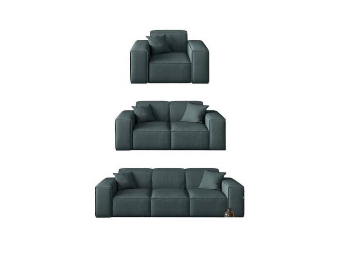 Fun Möbel Polstergarnitur Sofaset Designersofa CELES 3-2-1 in Stoff inkl. 5 Zierkissen, (Sofaset Designersofa CELES 3-2-1 in Stoff), grün, Petrol von OTTO