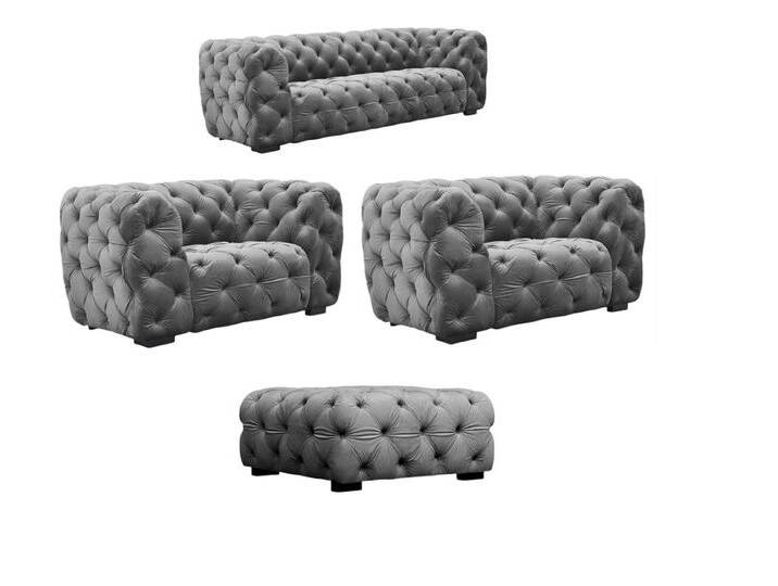 Fun Möbel Polstergarnitur Sofaset Designersofa NATALIE 3-1-1 in Stoff inkl. Polsterhocker, (Set, 4-tlg), Rundumbezug, grau von OTTO