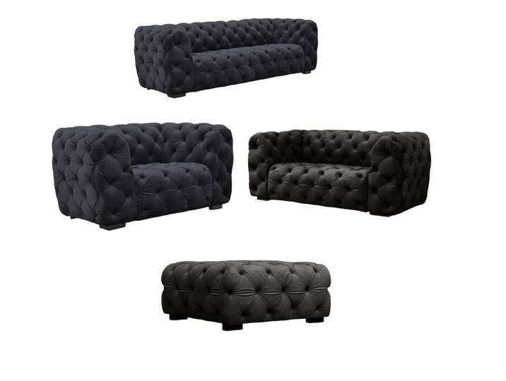 Fun Möbel Polstergarnitur Sofaset Designersofa NATALIE 3-2-1 in Stoff inkl. Polsterhocker, (Set, 4-tlg), Rundumbezug, grau von OTTO
