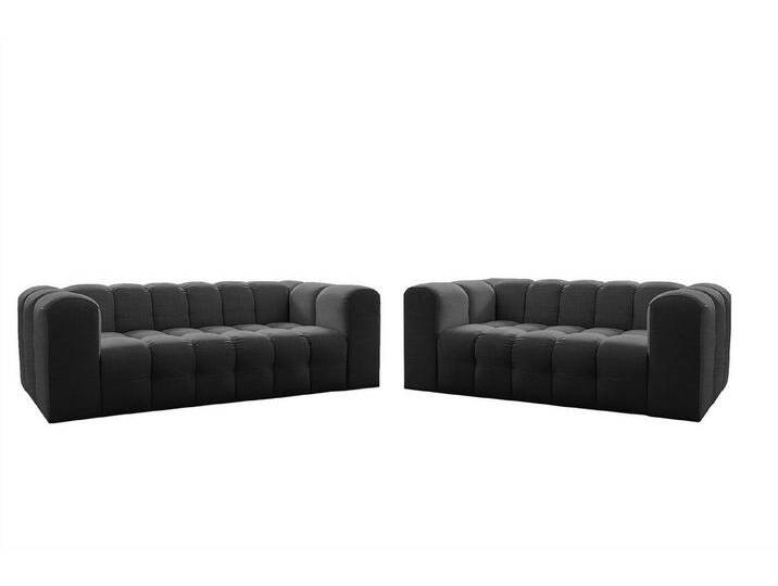 Fun Möbel Polstergarnitur Sofaset Designersofa SOLVIE 3- und 4-Sitzer (3-4), (Stoff Moly oder Tiffany, 2-tlg), Sofas-Rücken echt bezogen, grau von OTTO
