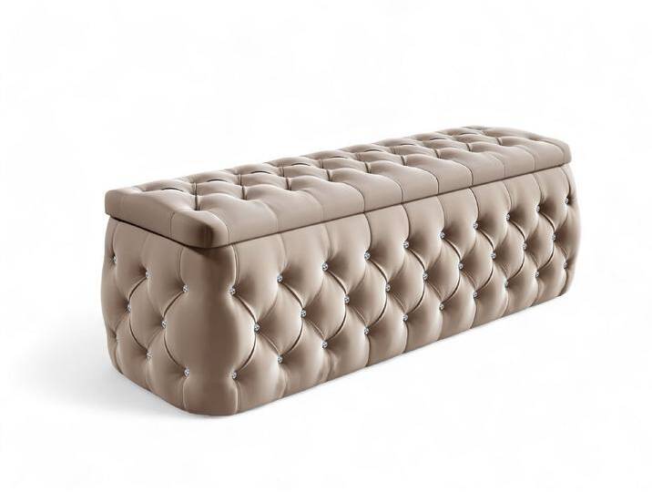Fun Möbel Polsterhocker Betthocker SEVRA in Stoff Elisa Velvet (Stauraum mit Klappfunktion), mit Strasssteinen besetzt, beige von OTTO