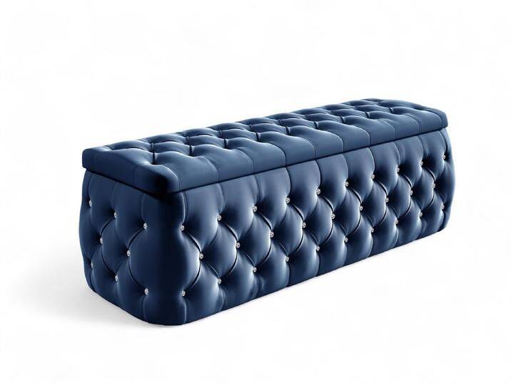 Fun Möbel Polsterhocker Betthocker SEVRA in Stoff Elisa Velvet (Stauraum mit Klappfunktion), mit Strasssteinen besetzt, blau von OTTO