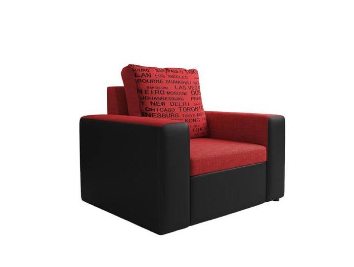 Fun Möbel Sessel Clubsessel LEEDS in Kunstleder/Webstoff, inkl. Rückenkissen, rot schwarz, Sessel Clubsessel LEEDS in Kunstleder/Webstoff Schwarz/Rot von OTTO